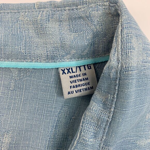 Tommy Bahama Shirt Mens XXL Breeze Blue Palms in Paradise Silk Hawaiian Jacquard - Picture 4 of 11